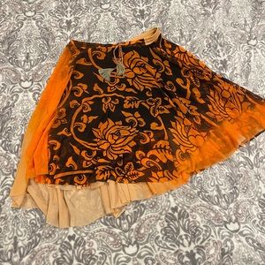 Fuzzi orange and black drawstring skirt